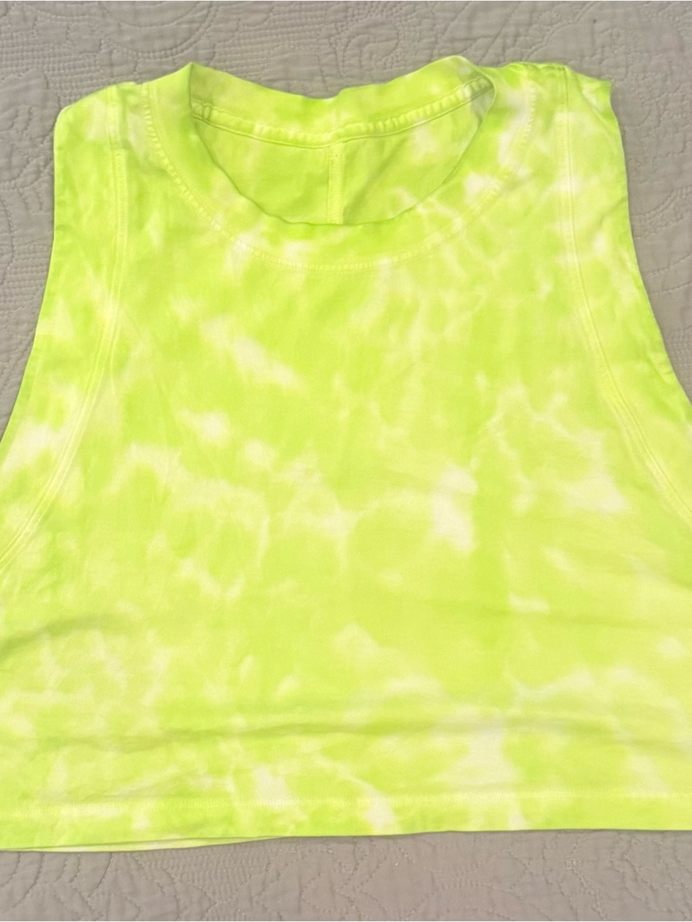 lululemon athletica Neon Yellow Tie-Dye Cropped Tank
